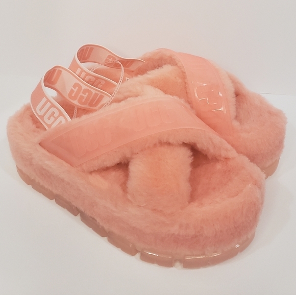 1174- UGG Fluff Yeah Slide Platform Sandals Women’s Size 8 Orange – Never Worn - Picture 3 of 12